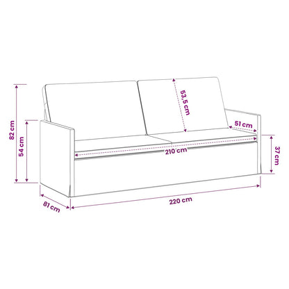 3 Seater Sofa Light Grey 220 x 81 x 82 cm Corduroy Fabric