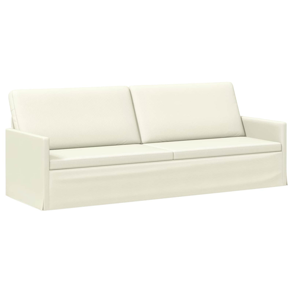 3 Seater Sofa Cream 220 x 81 x 82 cm Corduroy Fabric