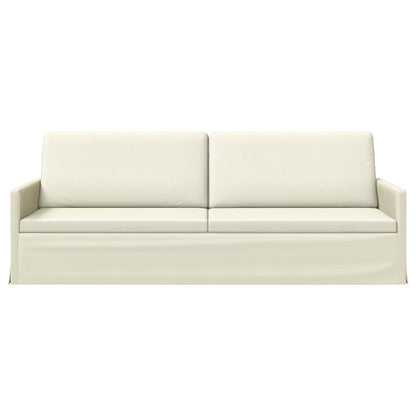 3 Seater Sofa Cream 220 x 81 x 82 cm Corduroy Fabric