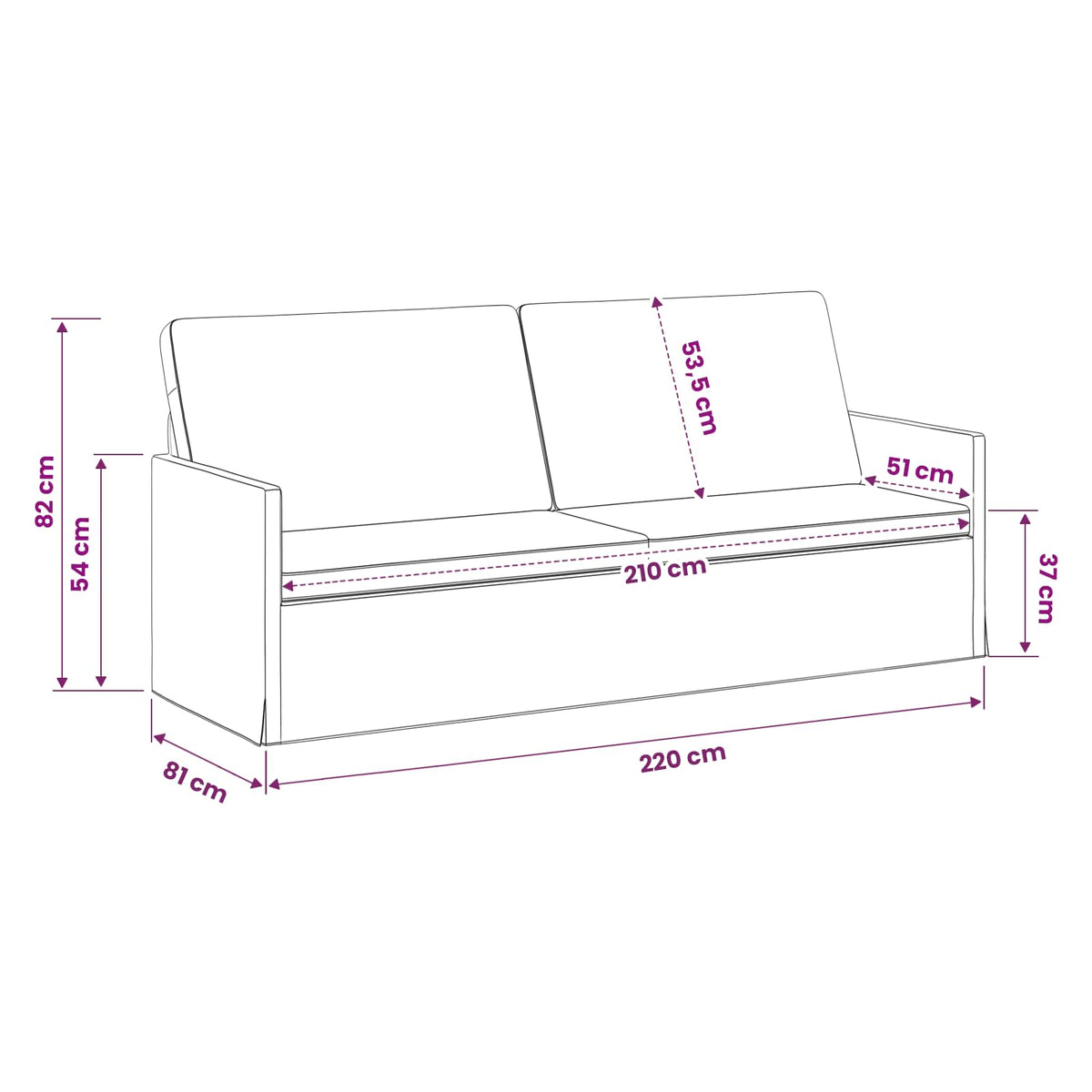 3 Seater Sofa Blue 220 x 81 x 82 cm Corduroy Fabric