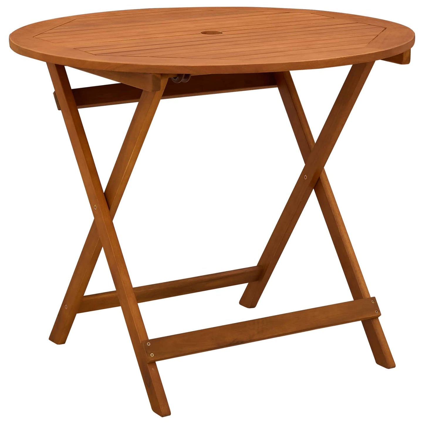 Folding Garden Table Brown Ø 90 x 75 cm Solid Eucalyptus Wood