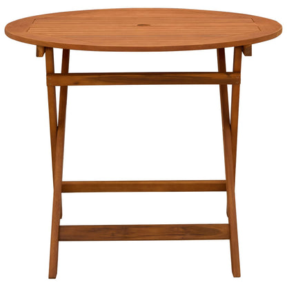 Folding Garden Table Brown Ø 90 x 75 cm Solid Eucalyptus Wood