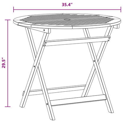 Folding Garden Table Brown Ø 90 x 75 cm Solid Eucalyptus Wood