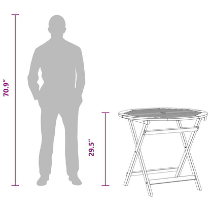 Folding Garden Table Brown Ø 90 x 75 cm Solid Eucalyptus Wood