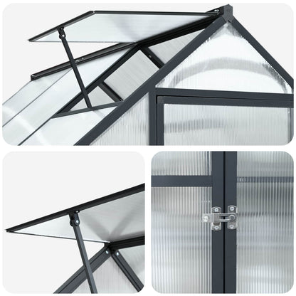 Garden Greenhouse with Door Anthracite 183.5 x 303.5 x 207 cm