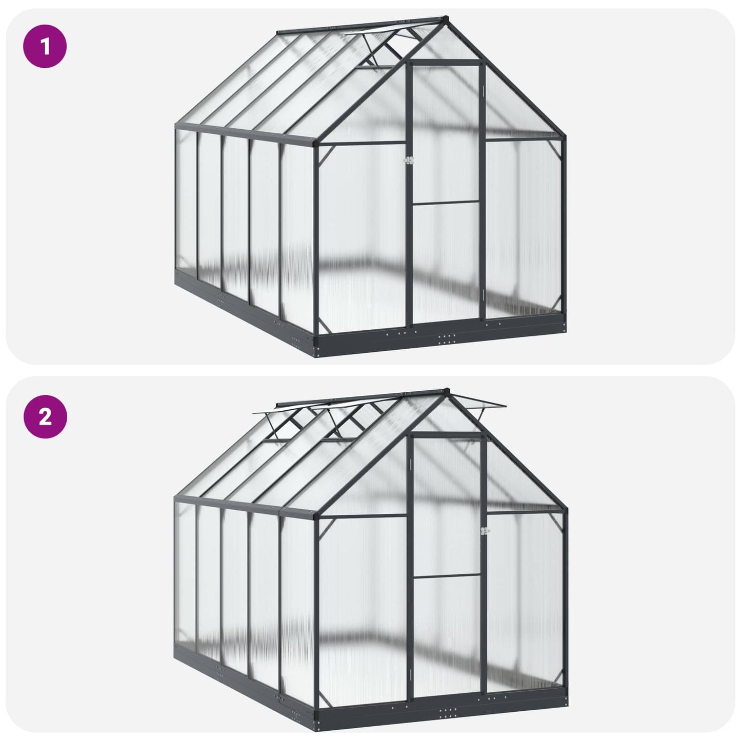 Garden Greenhouse with Door Anthracite 183.5 x 303.5 x 207 cm