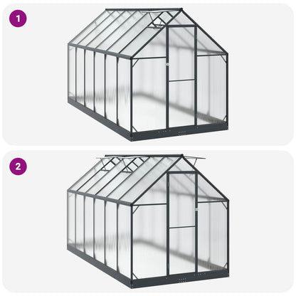 Garden Greenhouse with Door Anthracite 183.5 x 363.5 x 207 cm
