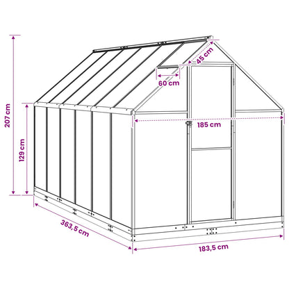 Garden Greenhouse with Door Anthracite 183.5 x 363.5 x 207 cm