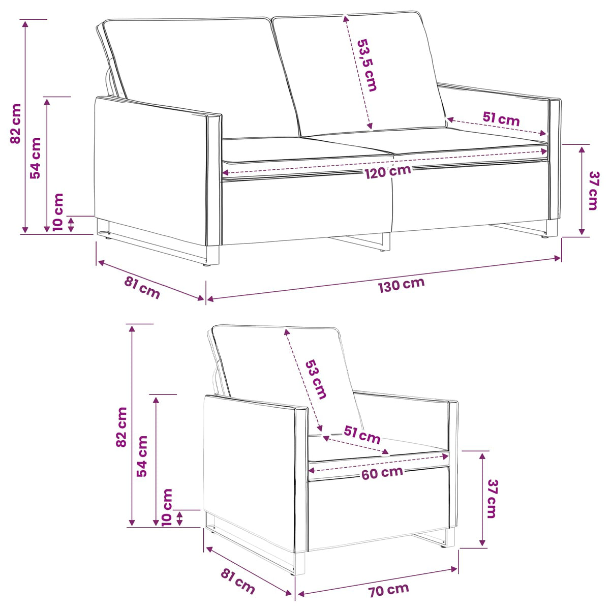 Sofa Set 2 pcs Brown Faux Suede Fabric