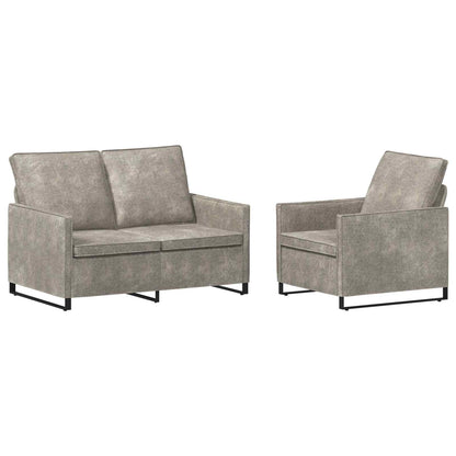 Sofa Set 2 pcs Light Grey Faux Suede Fabric
