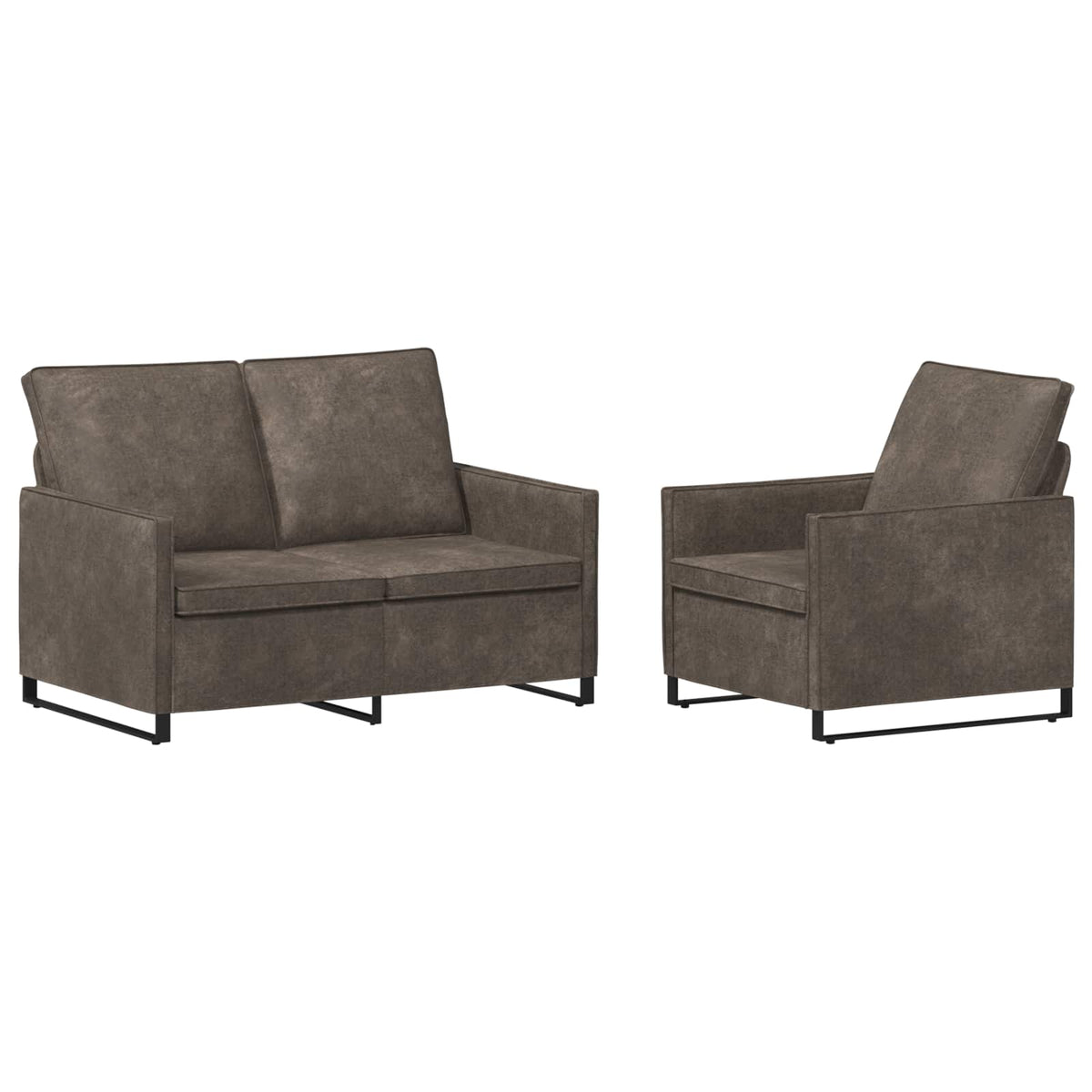 Sofa Set 2 pcs Dark Grey Faux Suede Fabric
