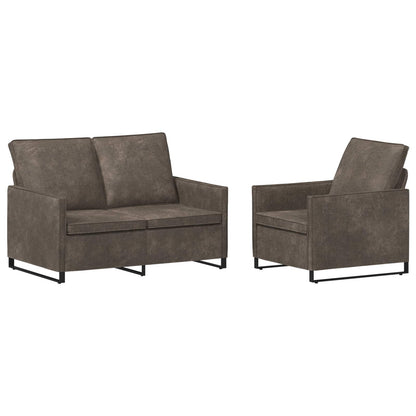 Sofa Set 2 pcs Dark Grey Faux Suede Fabric