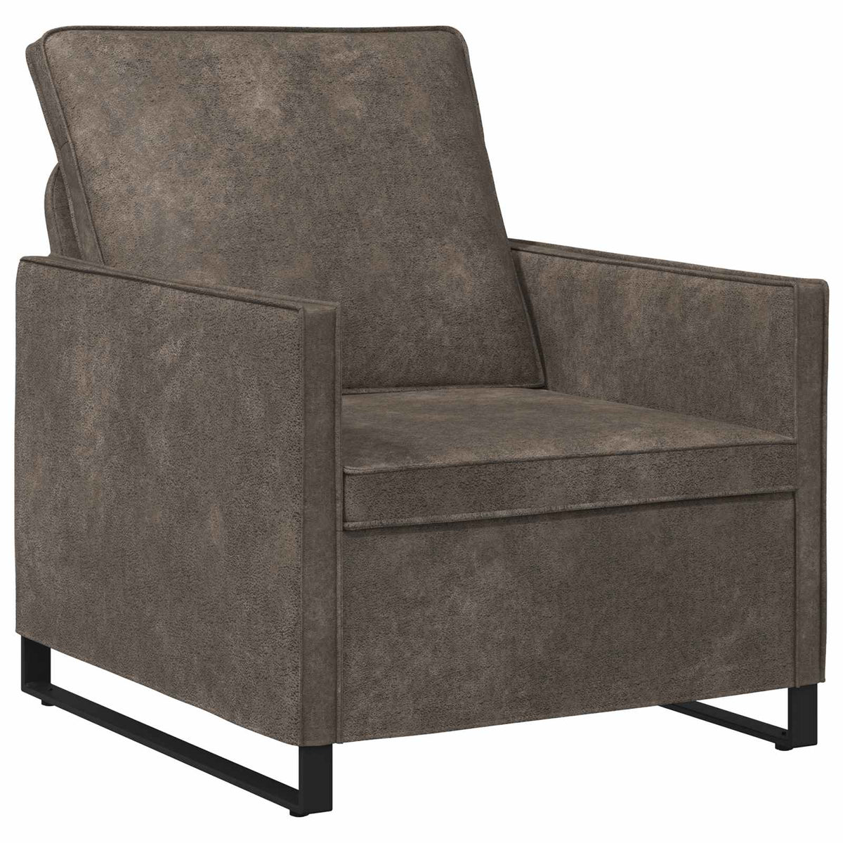Sofa Set 2 pcs Dark Grey Faux Suede Fabric