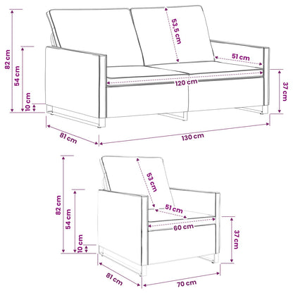 Sofa Set 2 pcs Dark Grey Faux Suede Fabric
