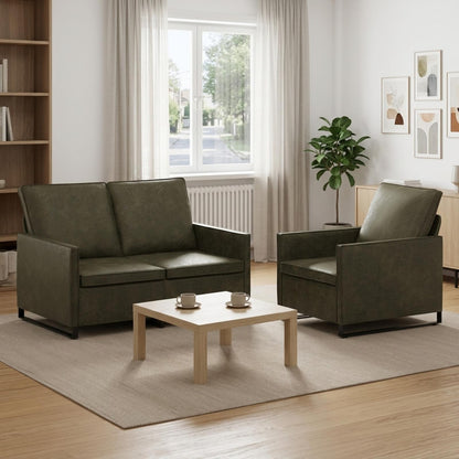 Sofa Set 2 pcs Army Green Faux Suede Fabric