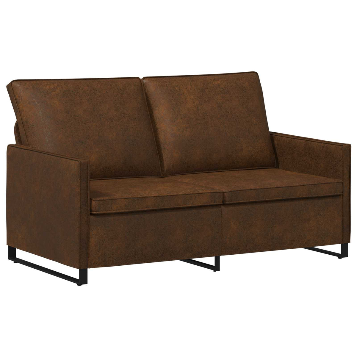 Sofa Set 2 pcs Brown Faux Suede Fabric