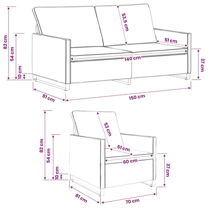 Sofa Set 2 pcs Brown Faux Suede Fabric