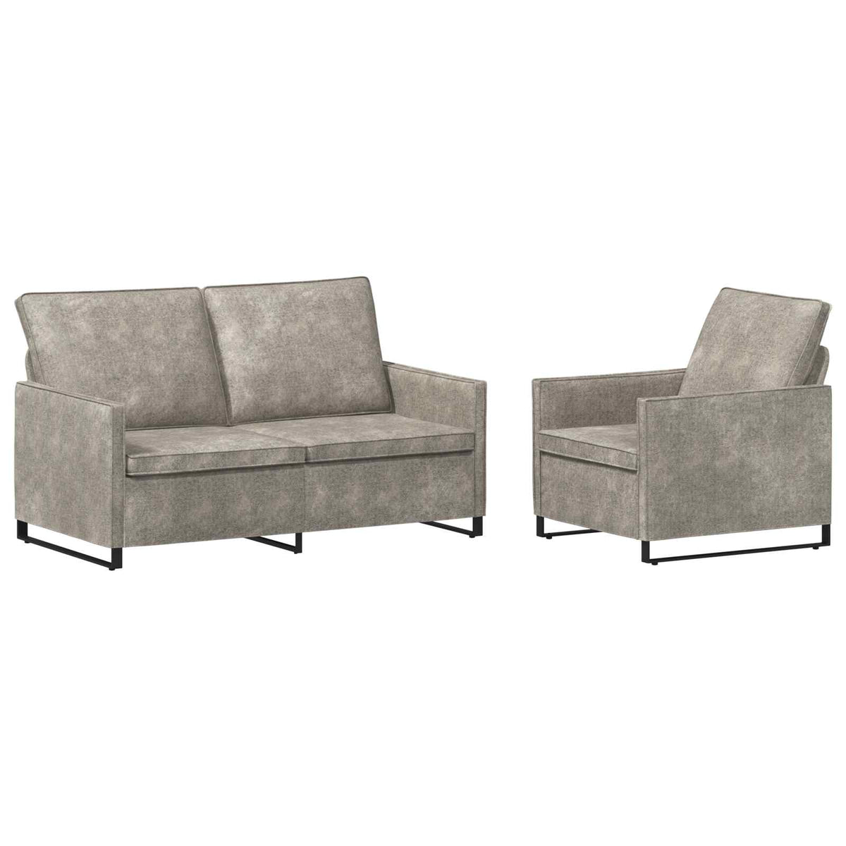 Sofa Set 2 pcs Light Grey Faux Suede Fabric
