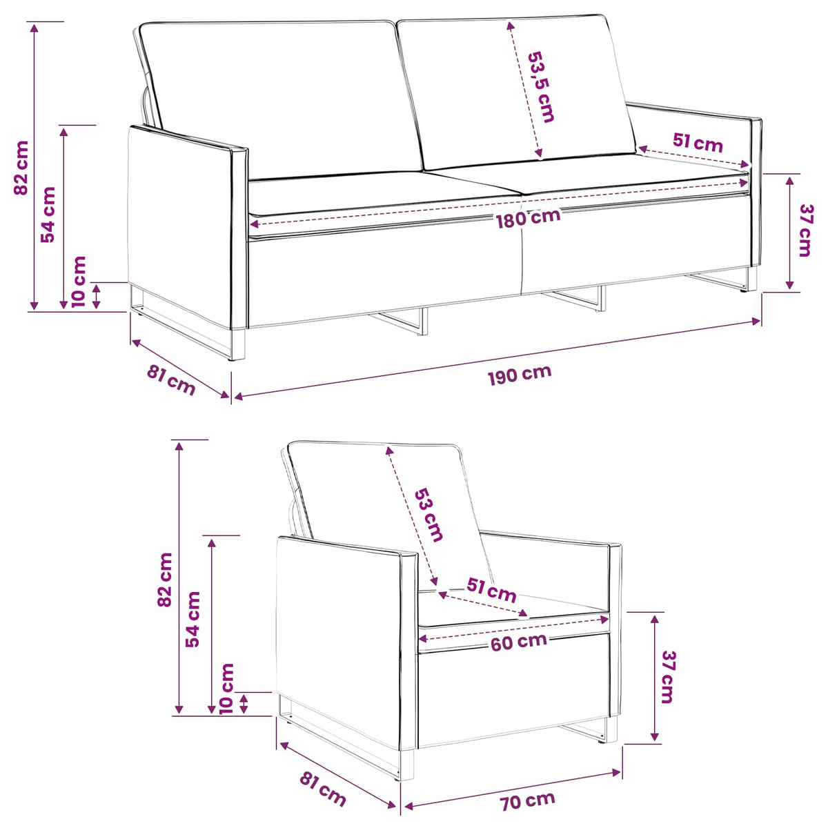 Sofa Set 2 pcs Brown Faux Suede Fabric