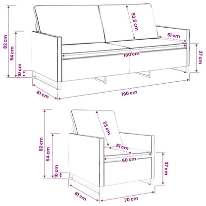 Sofa Set 2 pcs Brown Faux Suede Fabric