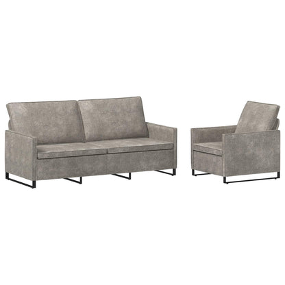Sofa Set 2 pcs Light Grey Faux Suede Fabric