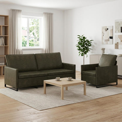 Sofa Set 2 pcs Army Green Faux Suede Fabric