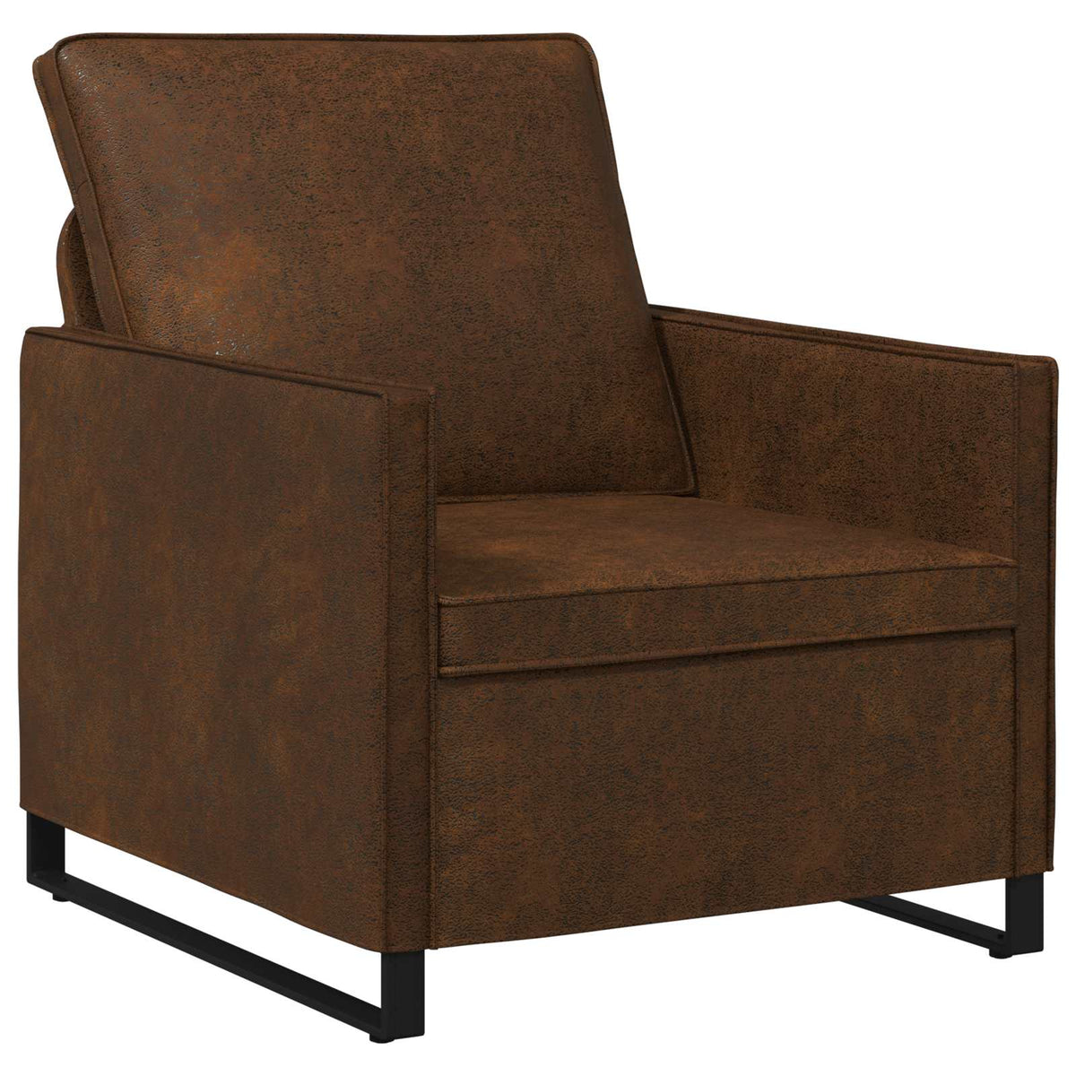 Sofa Set 2 pcs Brown Faux Suede Fabric