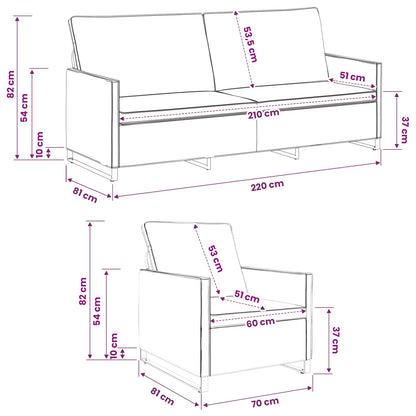 Sofa Set 2 pcs Brown Faux Suede Fabric