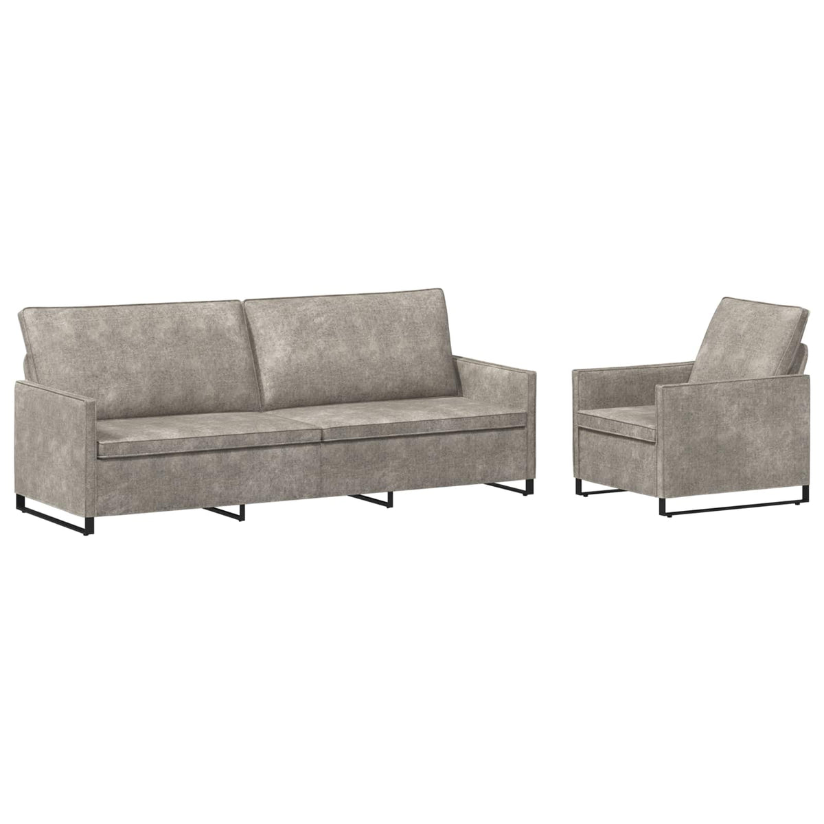 Sofa Set 2 pcs Light Grey Faux Suede Fabric
