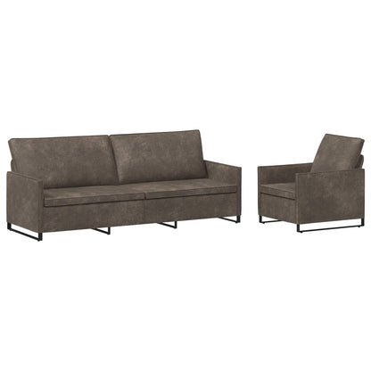 Sofa Set 2 pcs Dark Grey Faux Suede Fabric