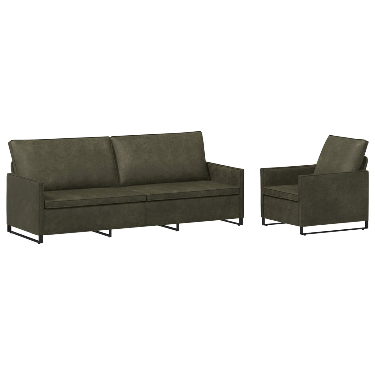 Sofa Set 2 pcs Army Green Faux Suede Fabric