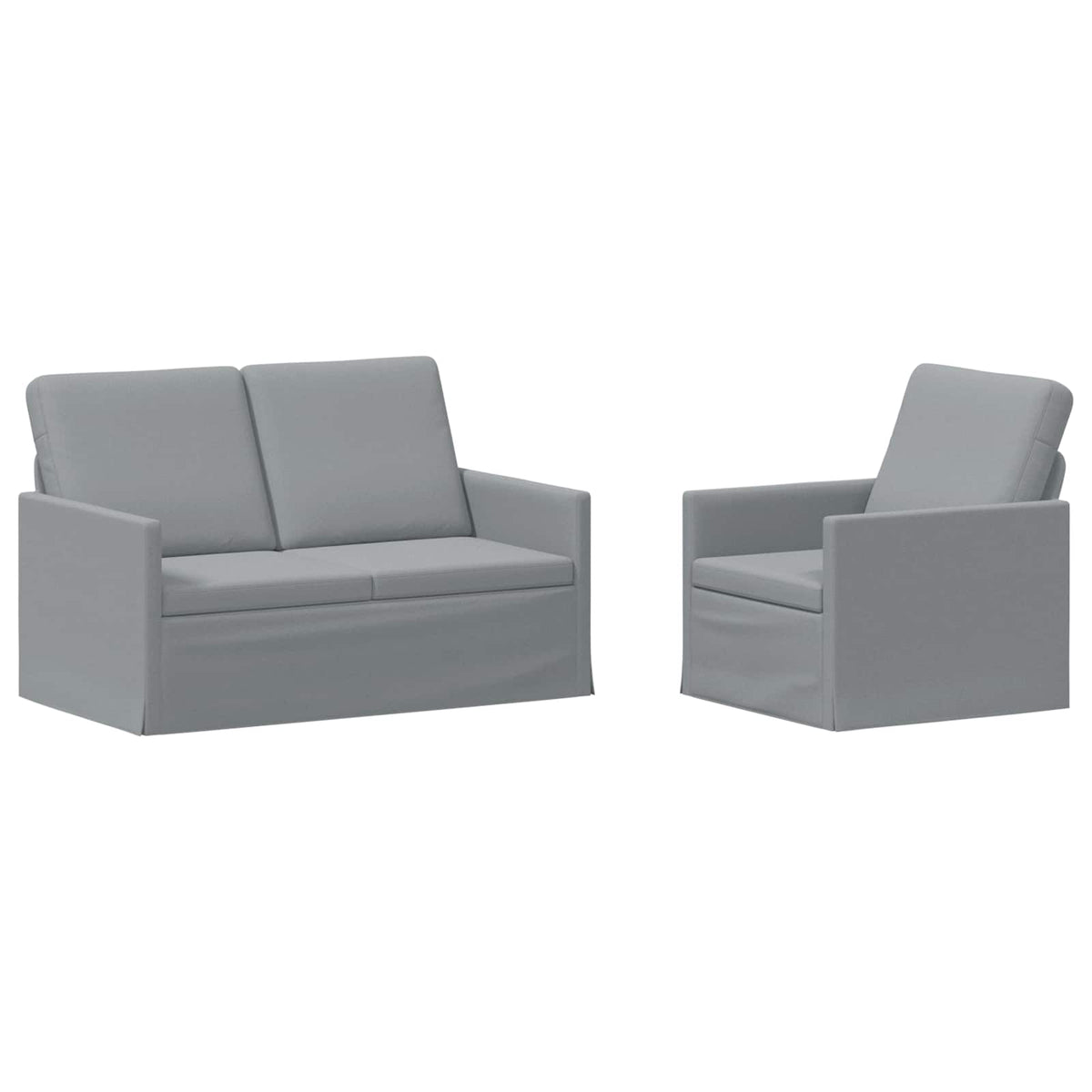 Sofa Set 2 pcs Light Grey Fabric