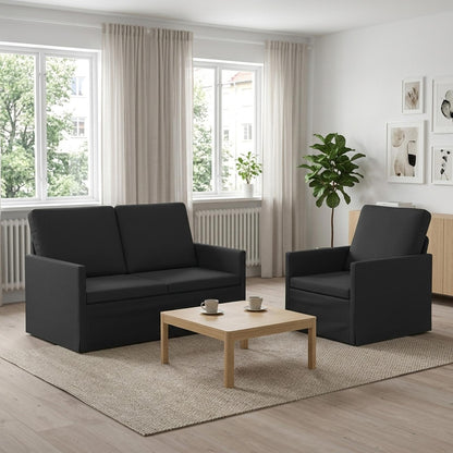 Sofa Set 2 pcs Black Fabric