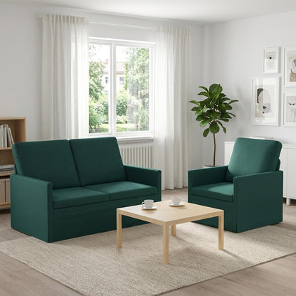 Sofa Set 2 pcs Dark Green Fabric