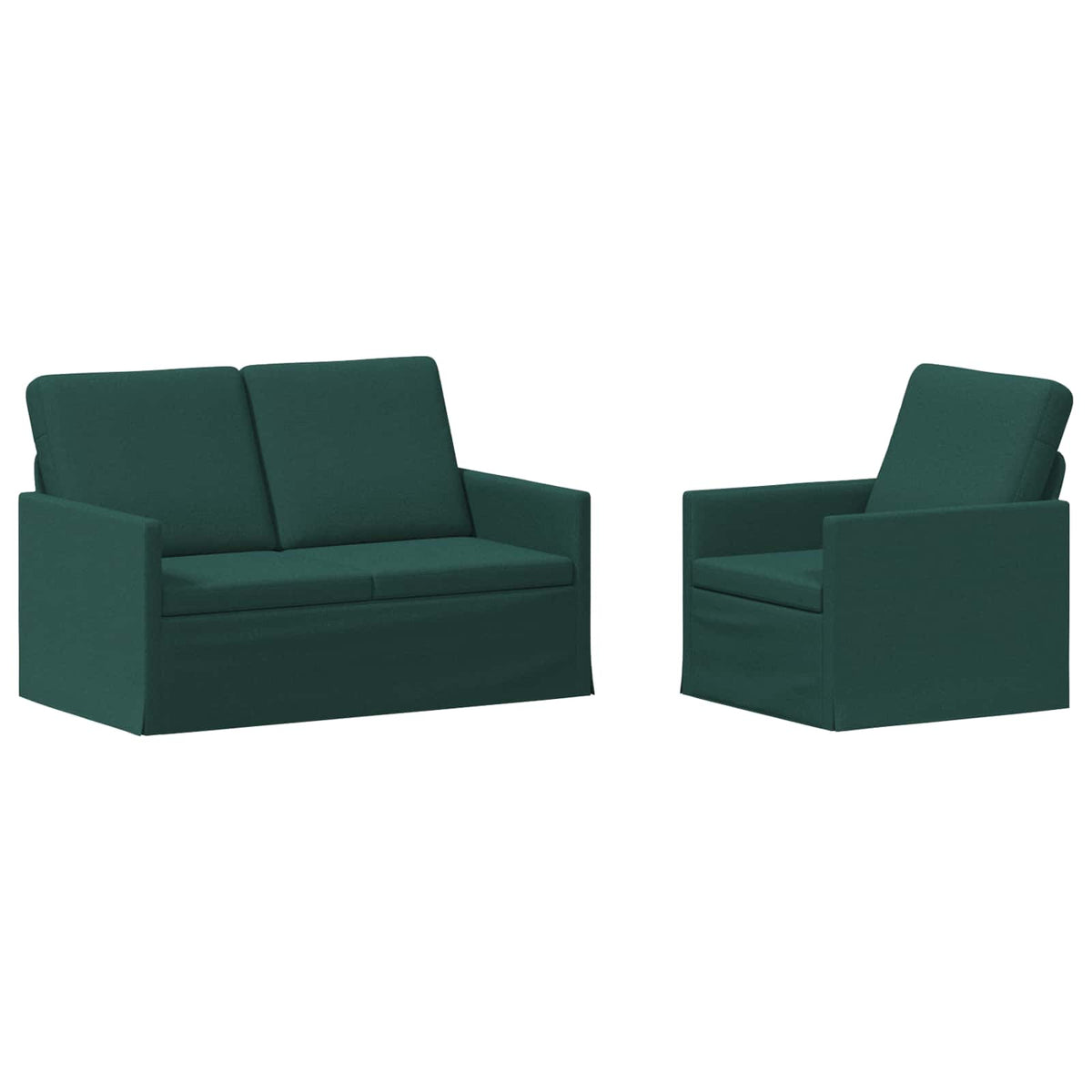 Sofa Set 2 pcs Dark Green Fabric
