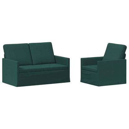Sofa Set 2 pcs Dark Green Fabric