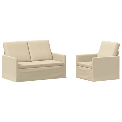 Sofa Set 2 pcs Cream Fabric