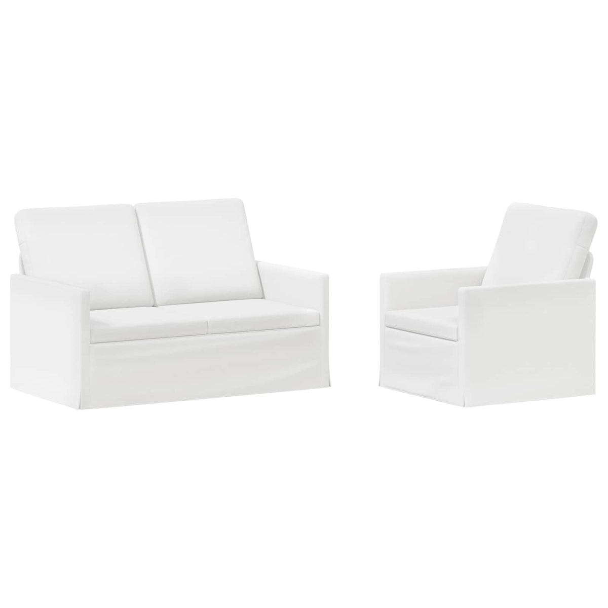 Sofa Set 2 pcs White Fabric