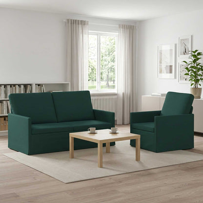 Sofa Set 2 pcs Dark Green Fabric