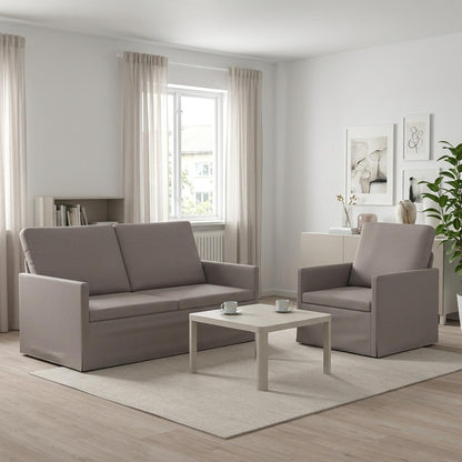 Sofa Set 2 pcs Taupe Fabric