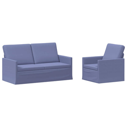 Sofa Set 2 pcs Jeans Blue Fabric
