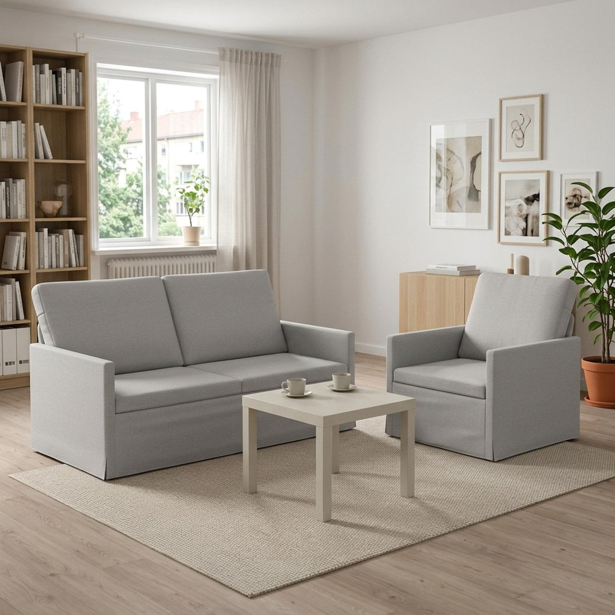 Sofa Set 2 pcs Cloud Grey Fabric