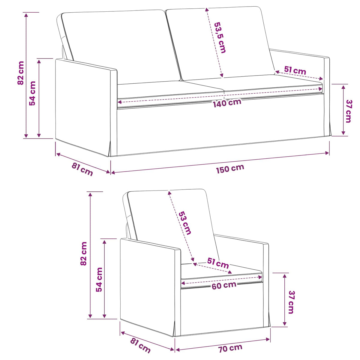Sofa Set 2 pcs Cloud Grey Fabric