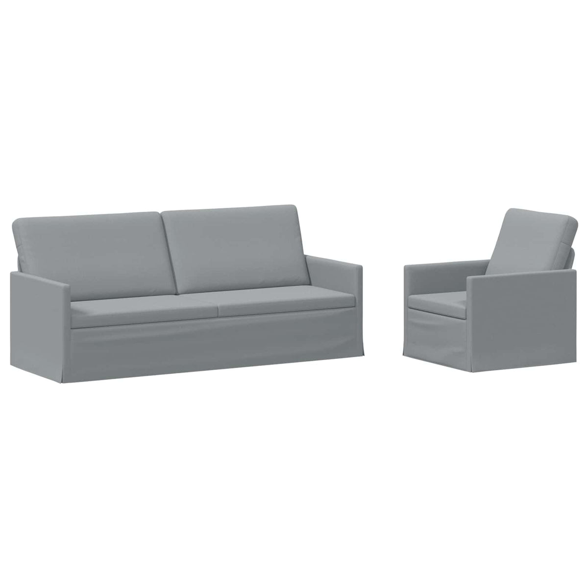 Sofa Set 2 pcs Light Grey Fabric