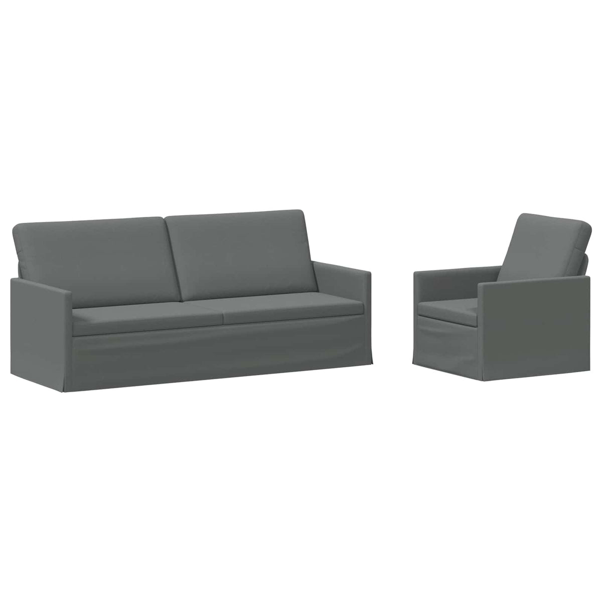 Sofa Set 2 pcs Dark Grey Fabric