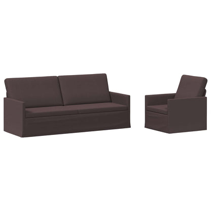 Sofa Set 2 pcs Dark Brown Fabric