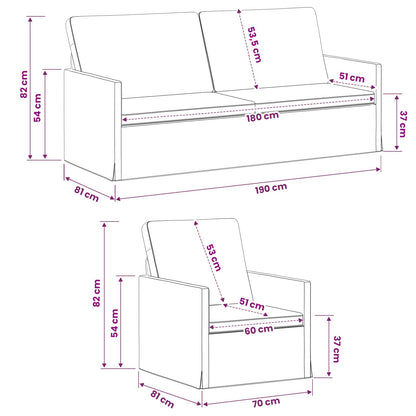 Sofa Set 2 pcs Dark Brown Fabric