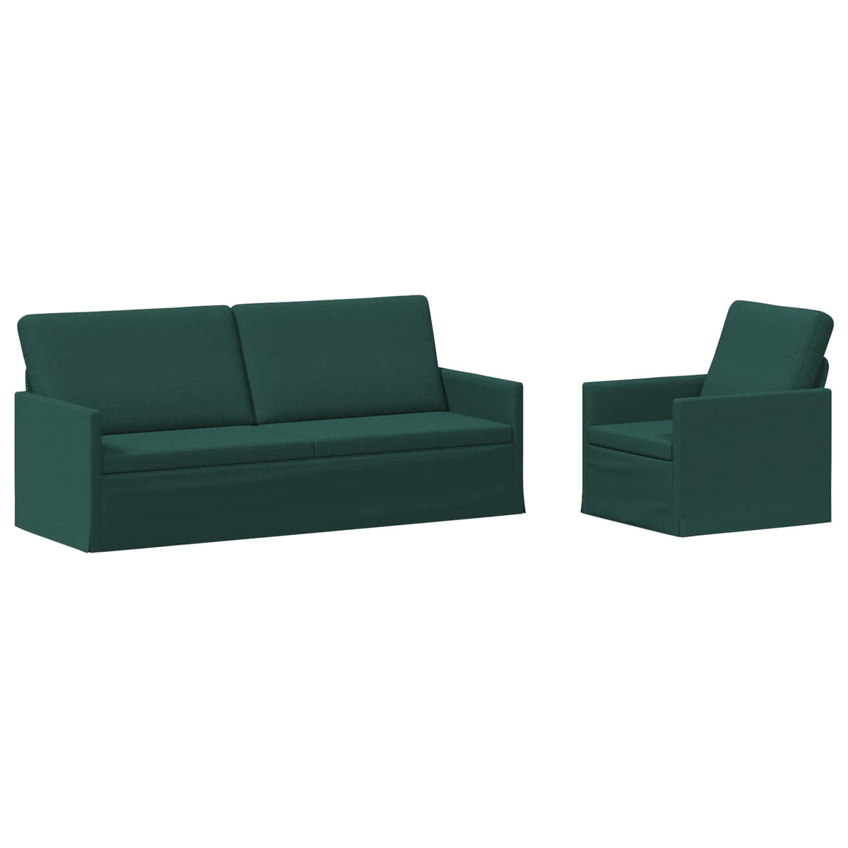 Sofa Set 2 pcs Dark Green Fabric