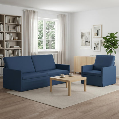 Sofa Set 2 pcs Blue Fabric