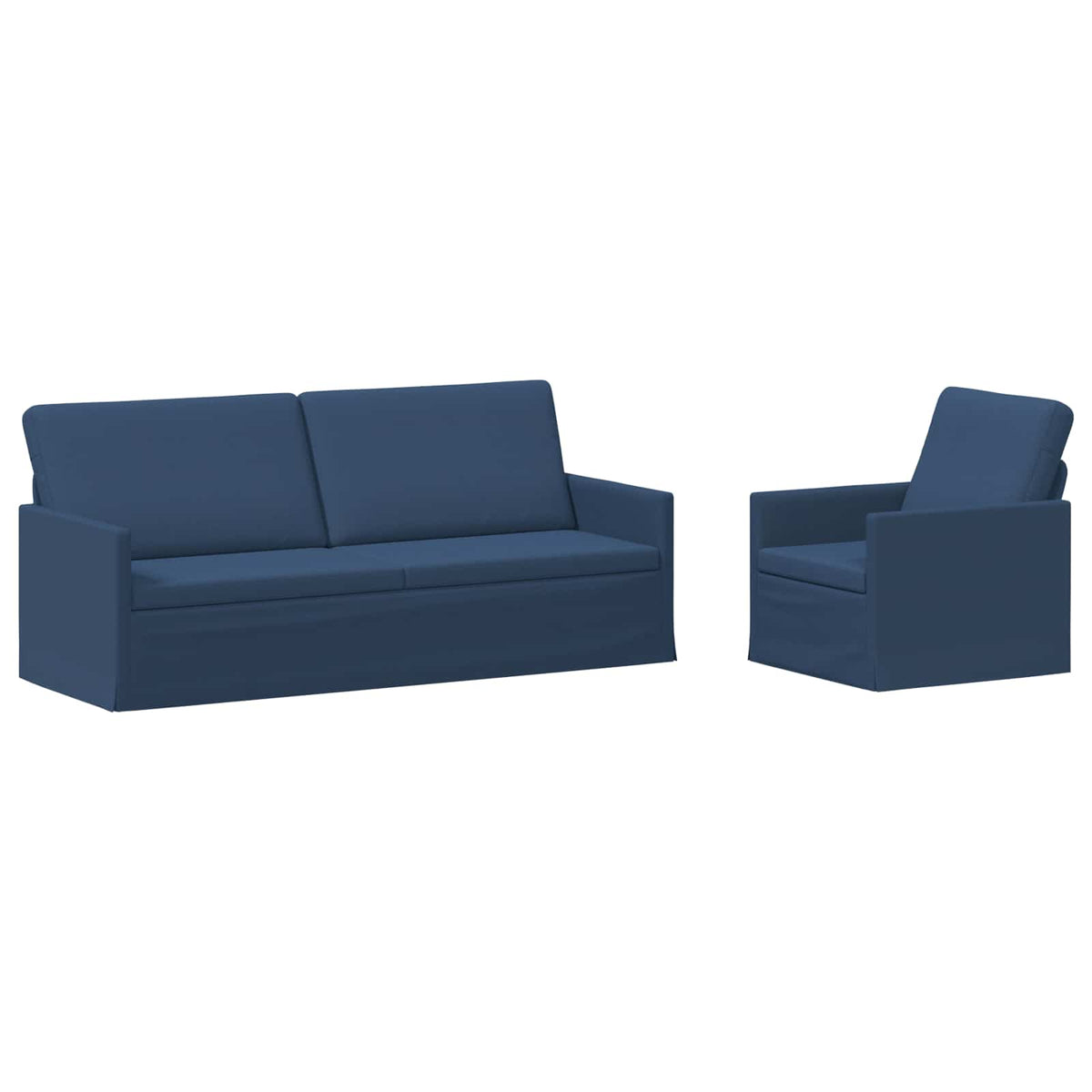 Sofa Set 2 pcs Blue Fabric